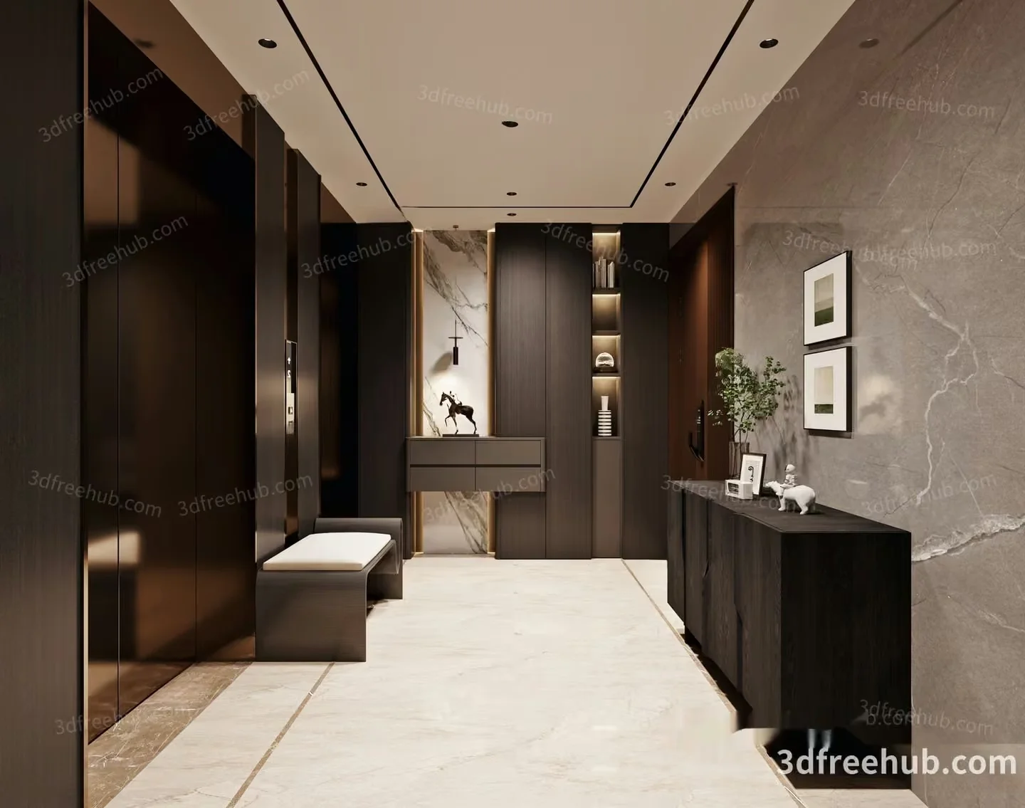 Modern Hallway 3D Model – 19676 – VRAY Render