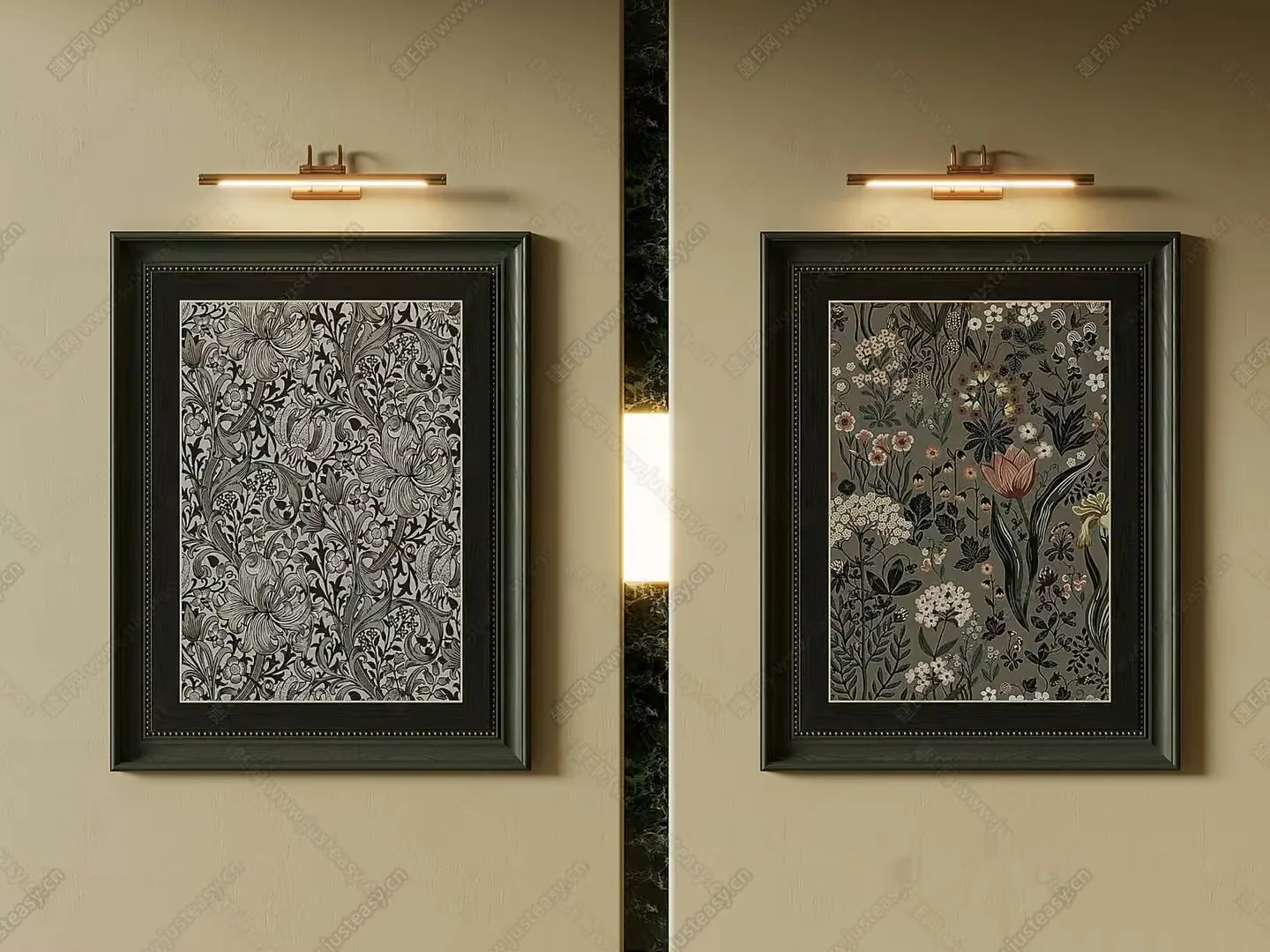 Two Framed Floral Prints 3D Model – 3583 – VRAY Render