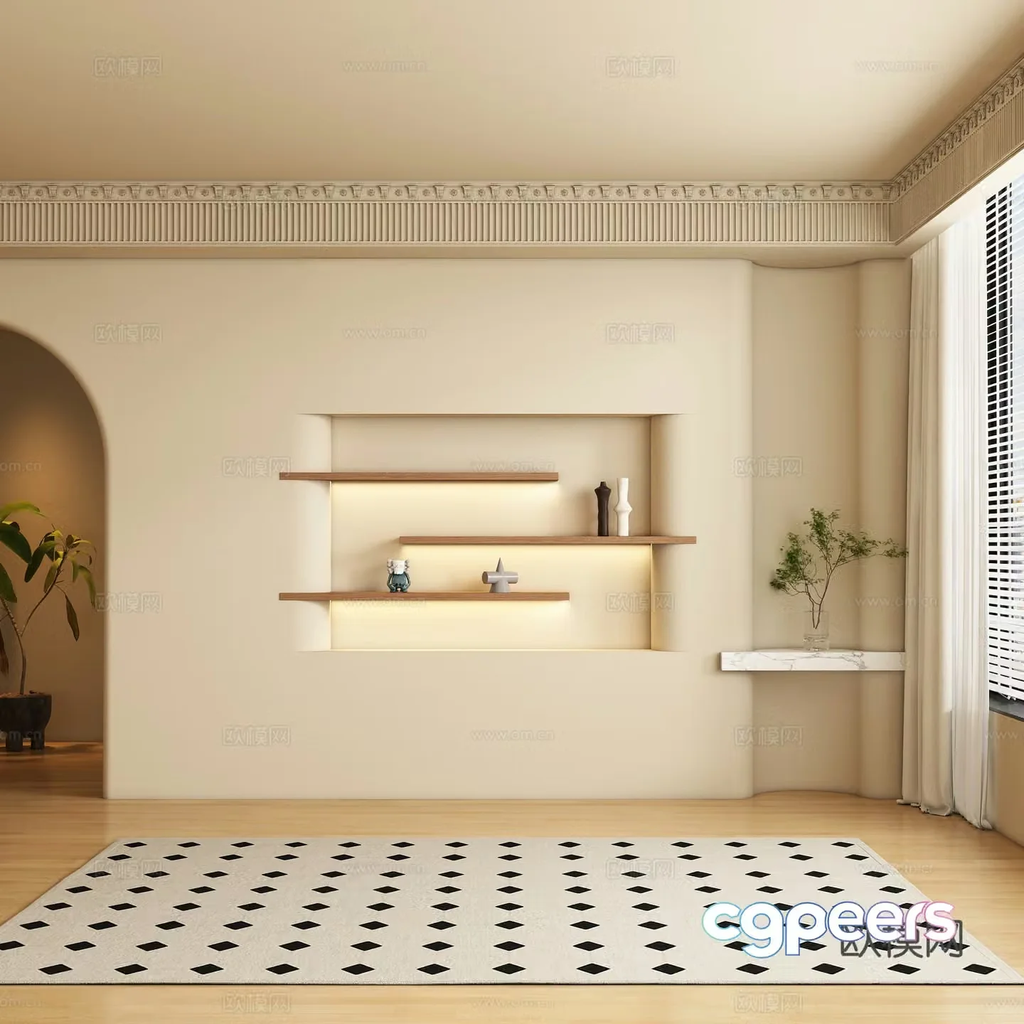 French background wall sofa background 3d model