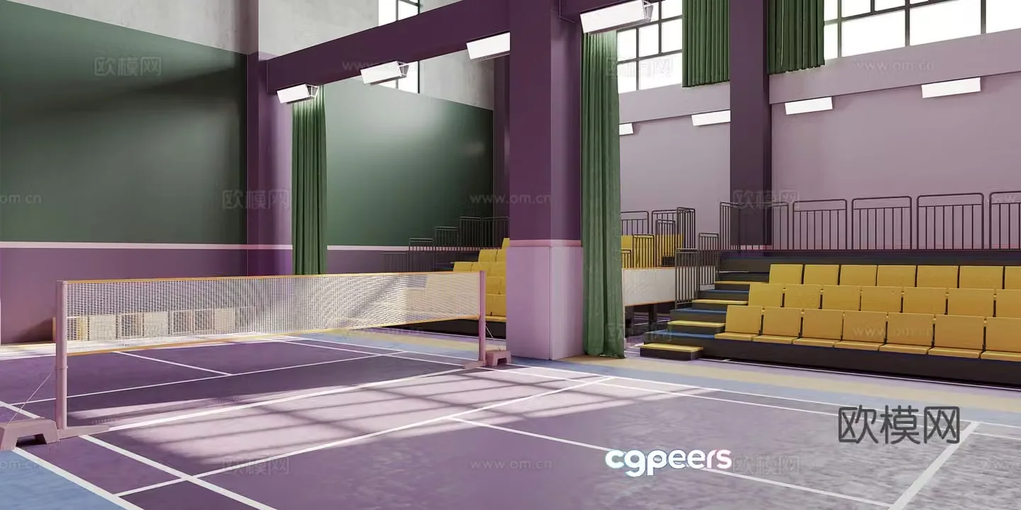 Modern dopamine badminton court 3d model