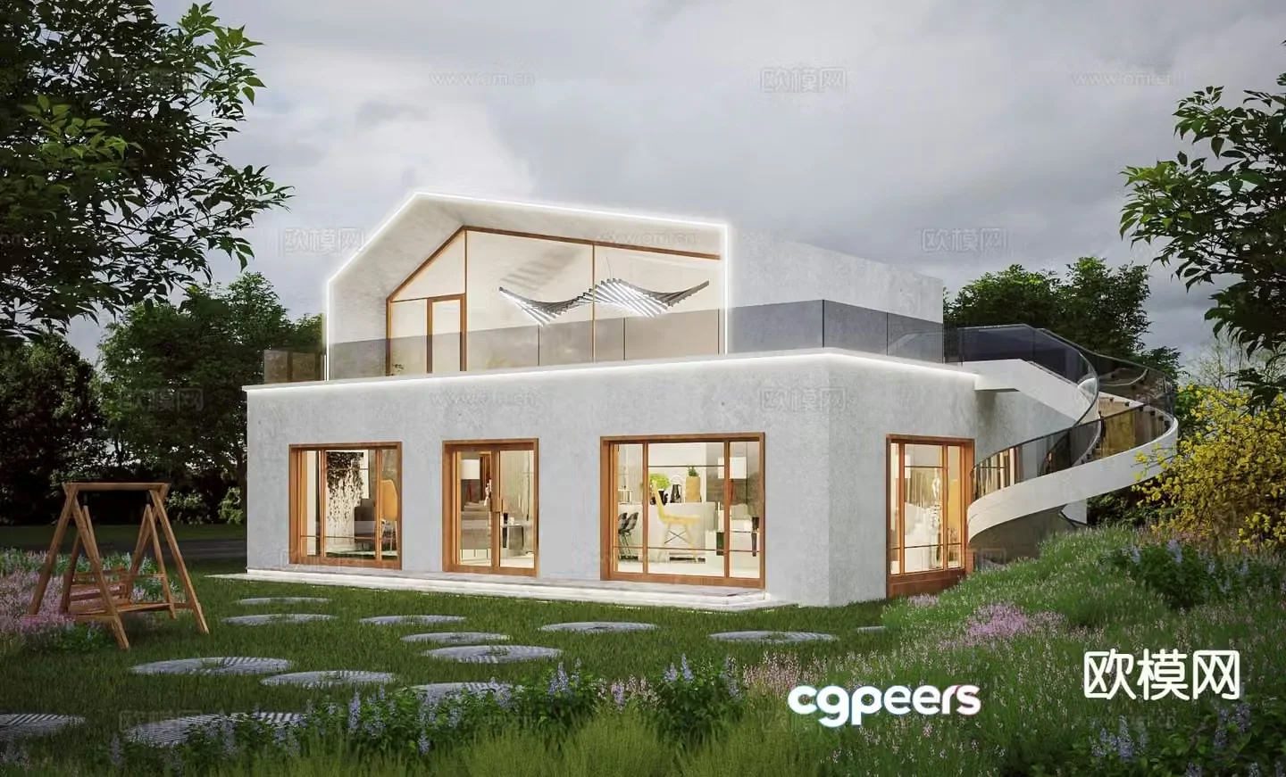 3D model of single-family villa appearance