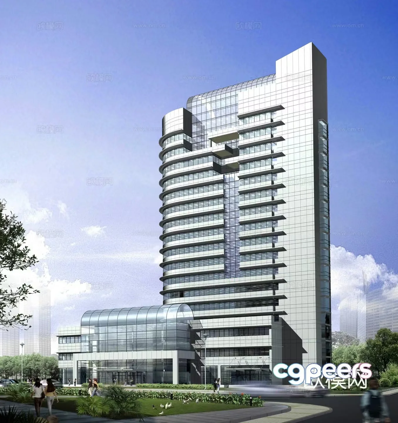 Multi -layer public building office building 3D model