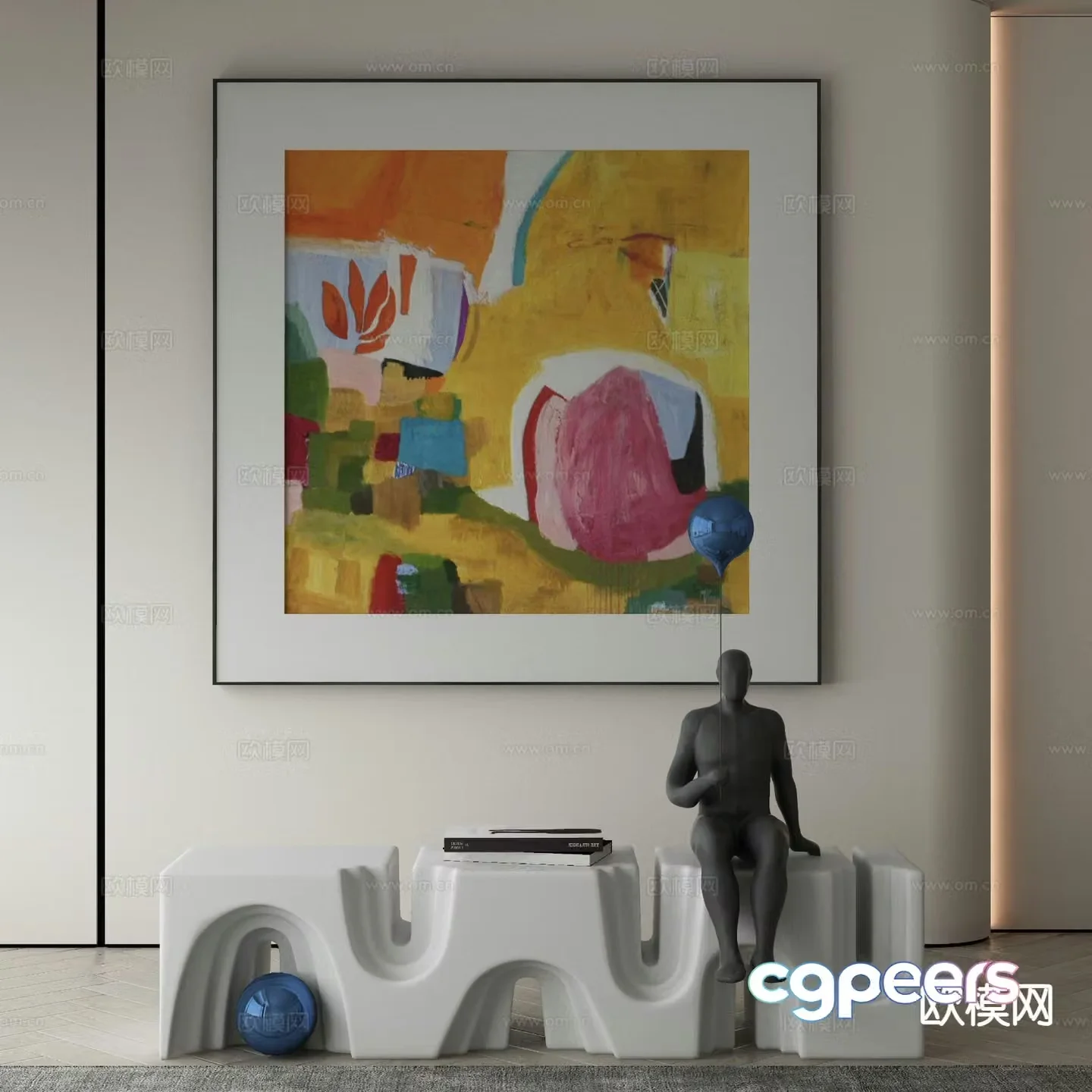 Modern decorative painting oil painting 3d model