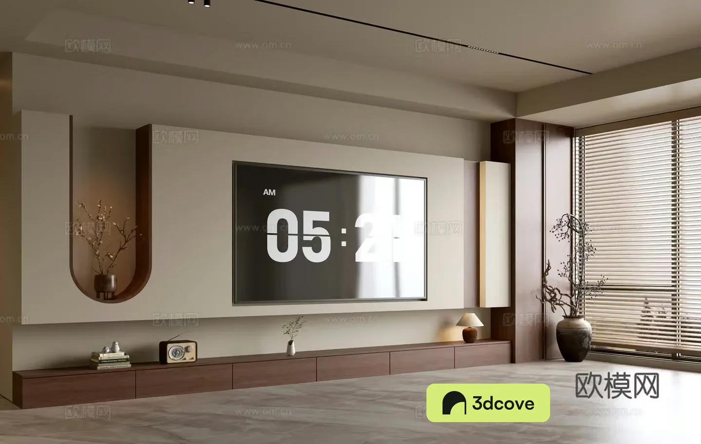 Wasabi Middle Style TV Background TV Cabinet Song style TV Background Wall Wasabi Life Room Ornament 3D Model