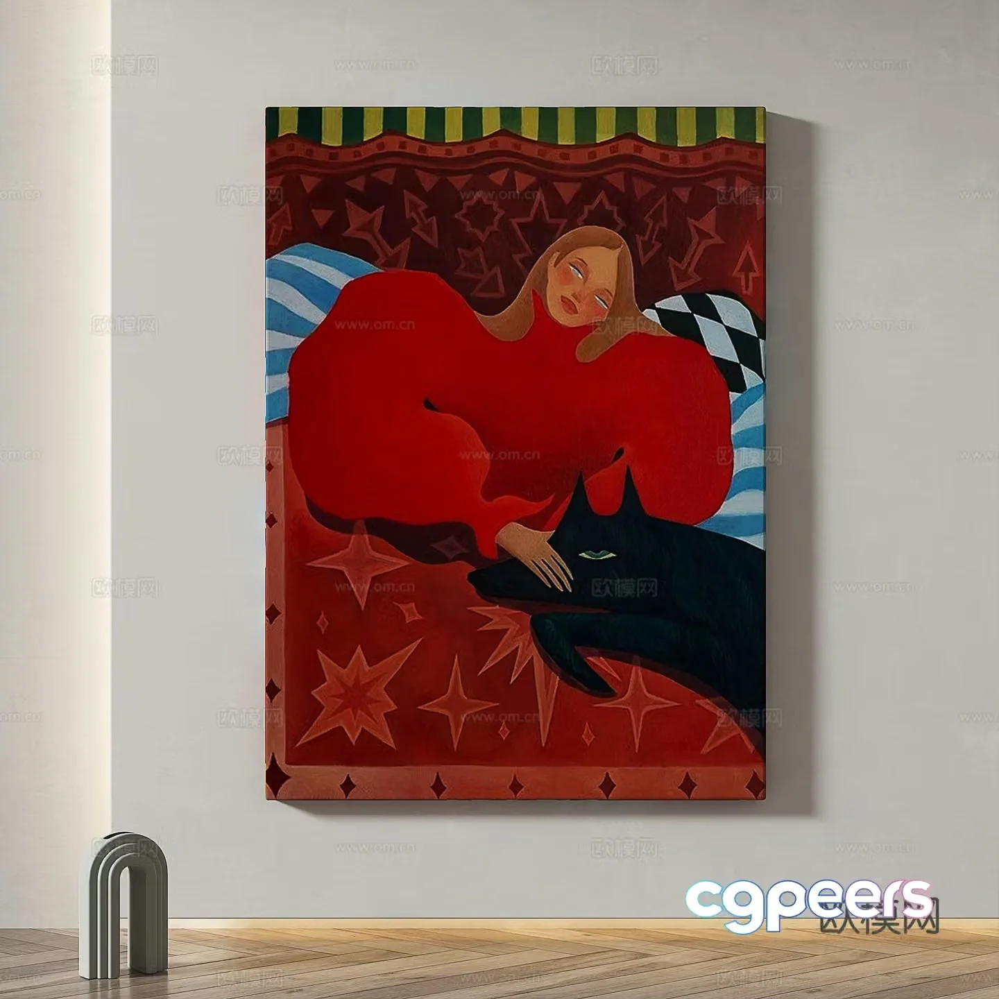 Modern simple abstract light luxury decorative painting 3d model