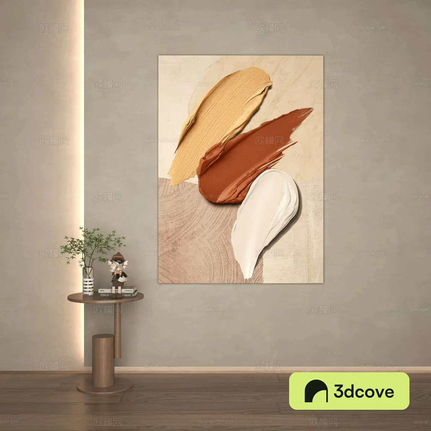 Wasabi style oil painting texture decoration painting 3d model