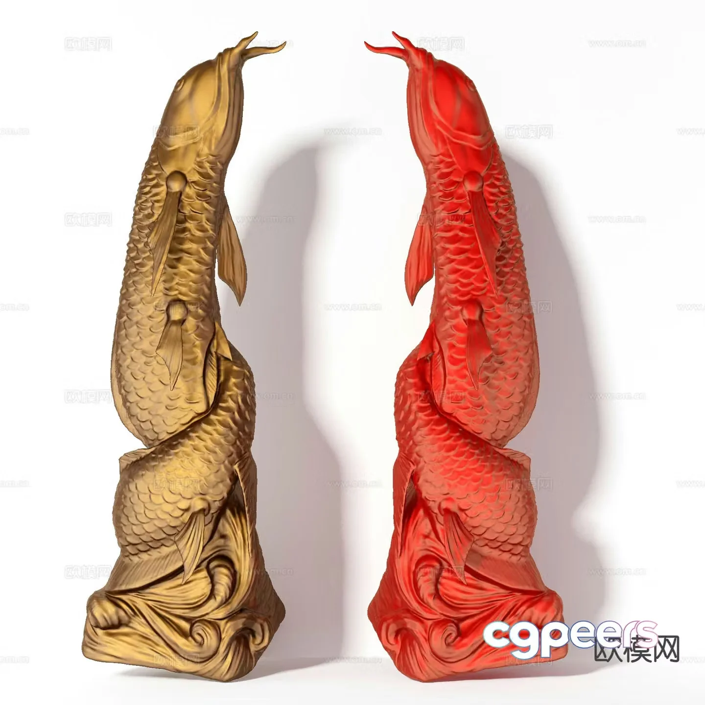 Chinese carp sculpture statue furnishings 3d model