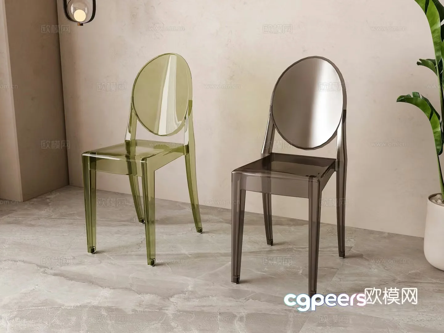 Modern acrylic dining chair 3d model