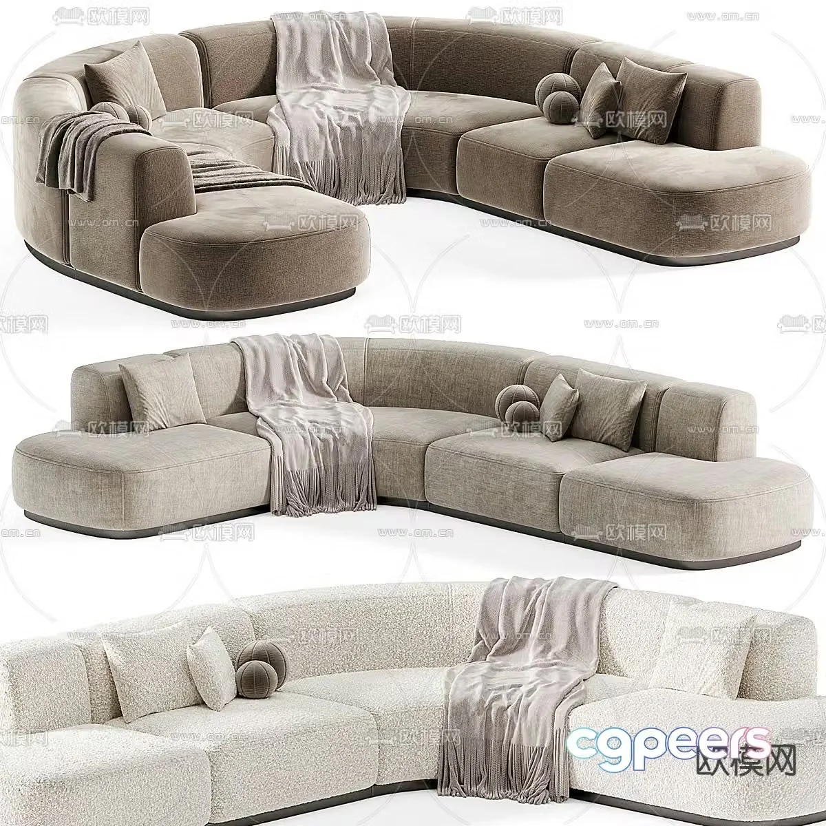 Piet Boon curved sofa multi-person sofa 3d model
