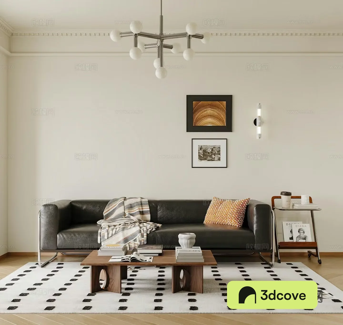 Modern medieval sofa combination leather sofa medieval style edge table medieval style coffee table chandelier set