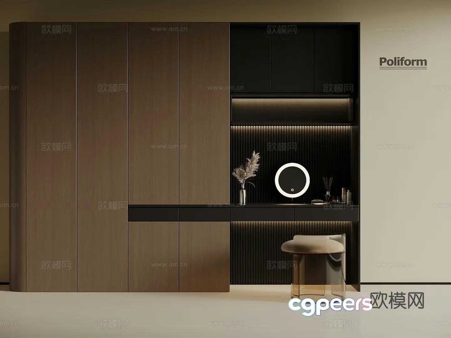 Modern Italian wardrobe dressing table 3d model