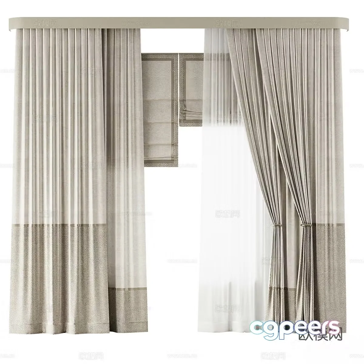 New Chinese curtain 3D model