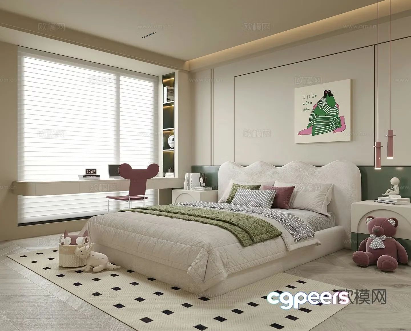 Modern children’s room universal children’s room girls’ room boy’s room children’s desk and chair 3d model