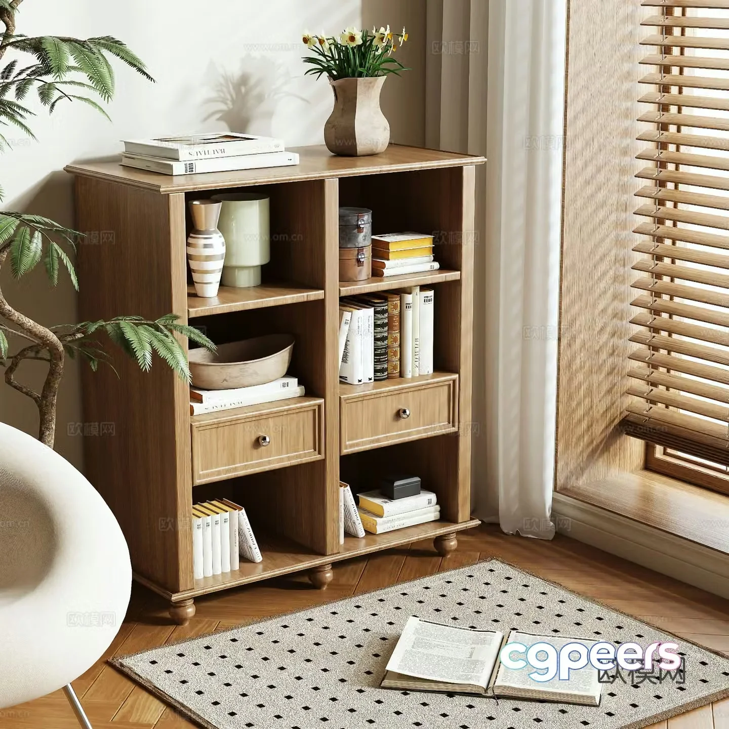 Log air chest side cabinet 3D model