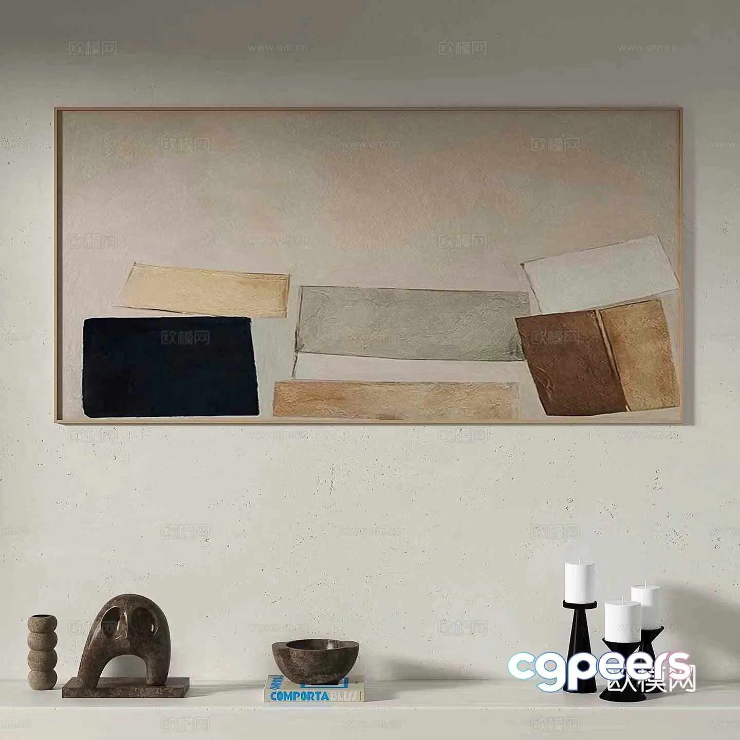 Modern abstract painting decorative painting 3d model
