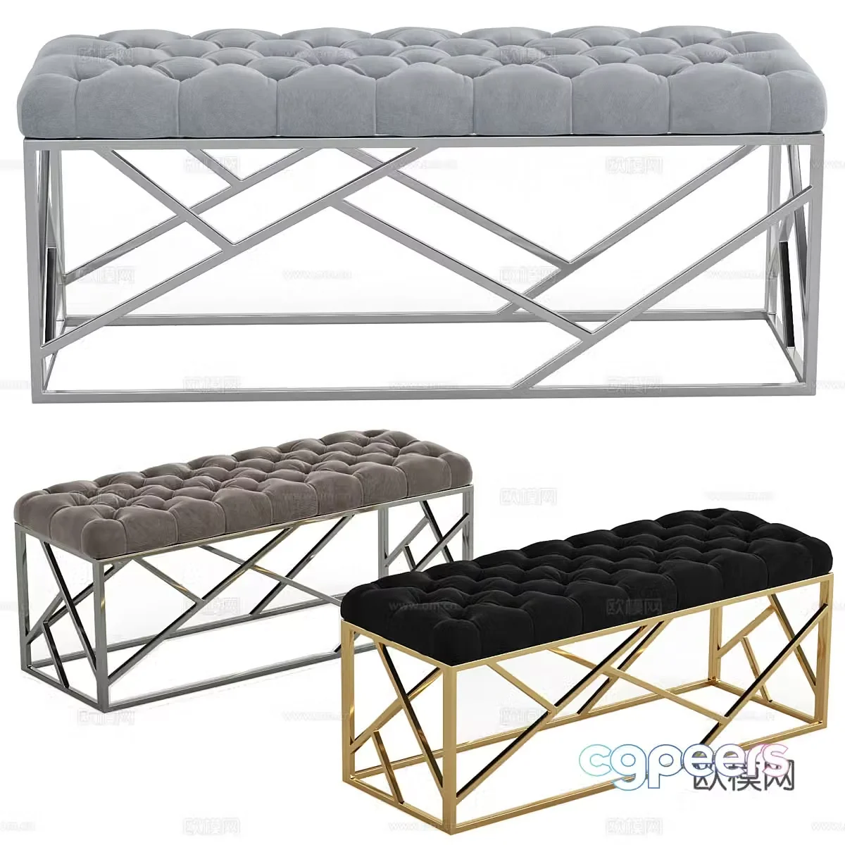 Modern bench sofa stool 3d model