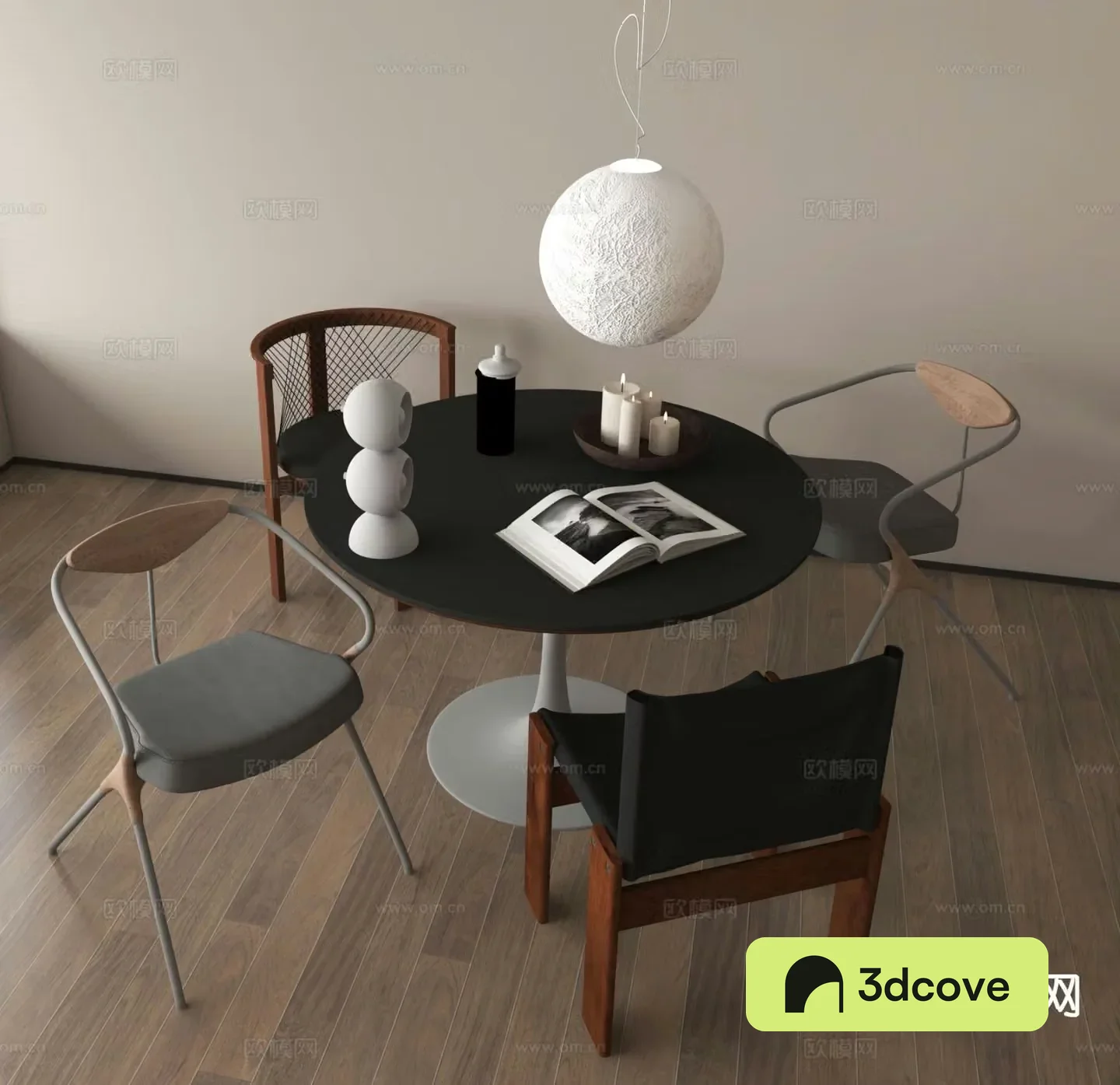 Industrial style dining table and chairs round table dining chair