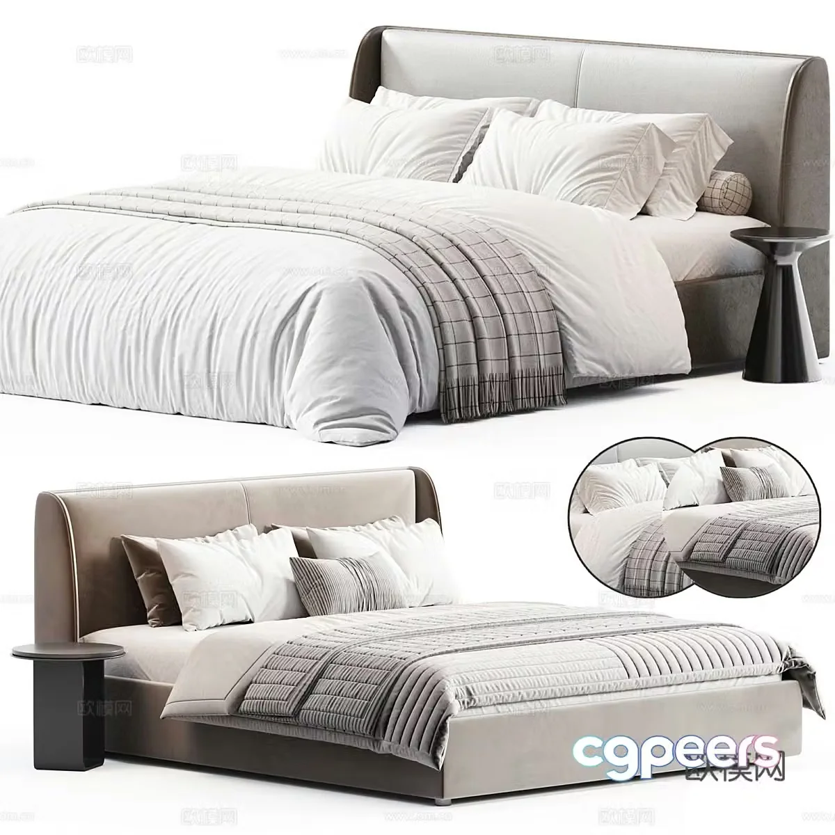 Modern Italian Atlanta Double Bed 3D Model