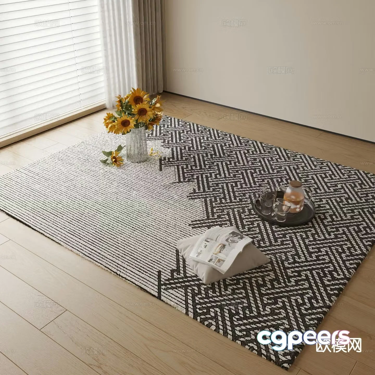 abstract carpet square rug 3d model