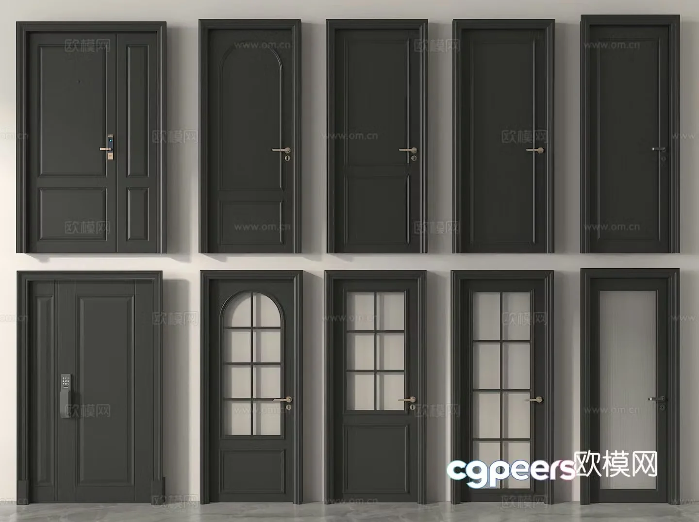 Glass door Kitchen and bathroom door Entering door Bedroom door Single door 3D model