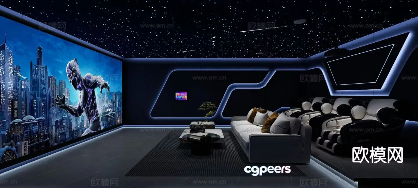 Technology-sense audio-visual room home theater space capsule audio-visual room 3D model