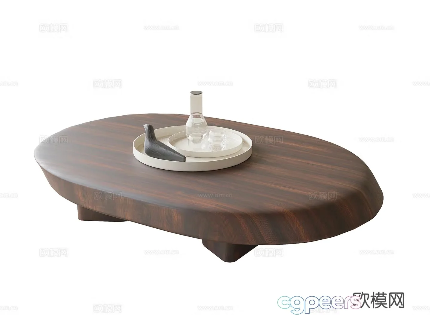 Modern solid wood coffee table 3D model