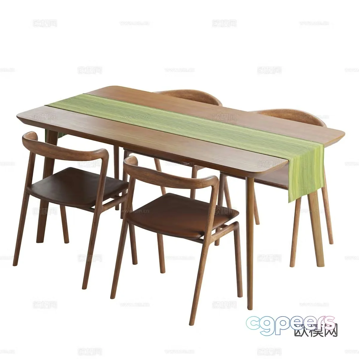 Log dining table and chairs 3d model