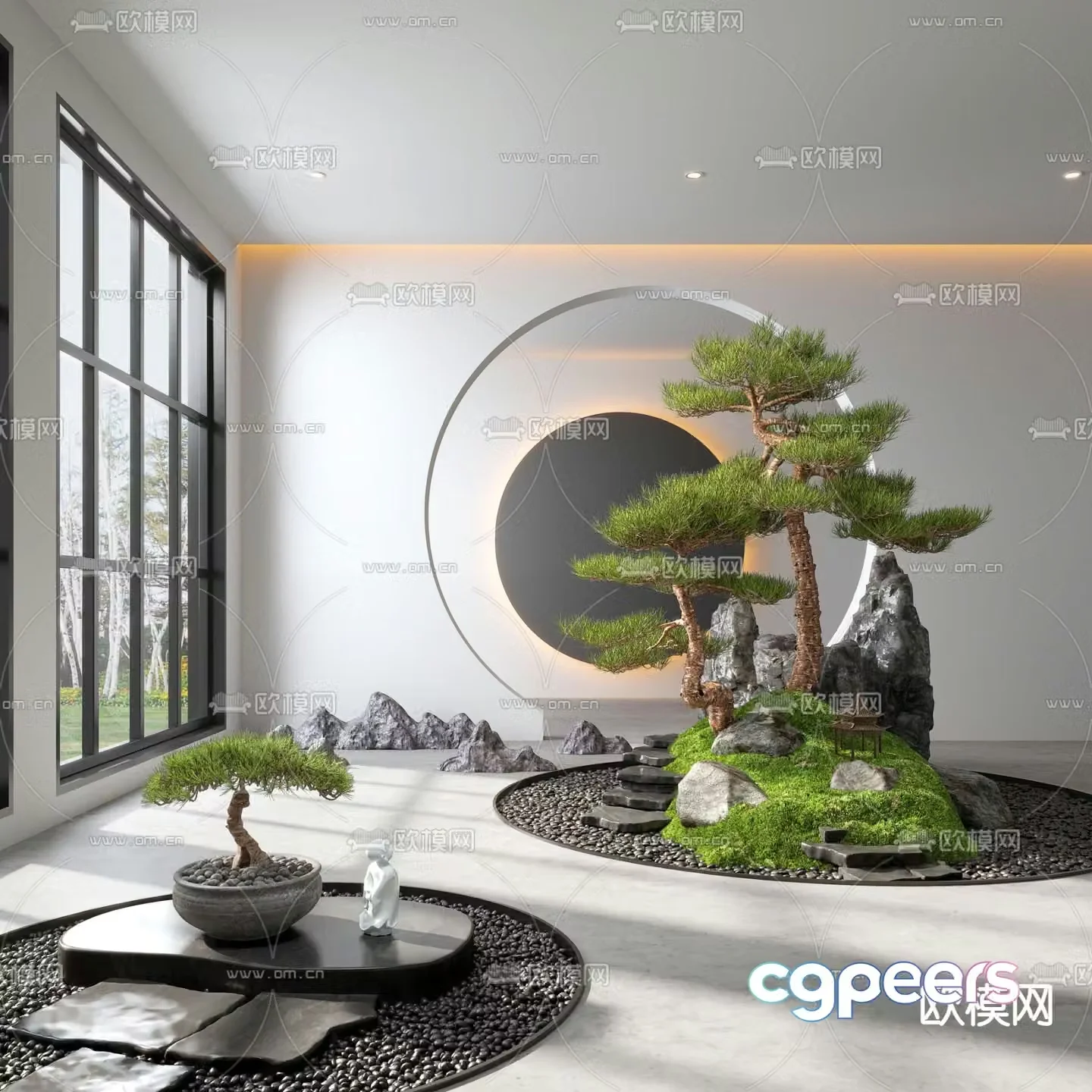 New Chinese style interior landscape 3D model