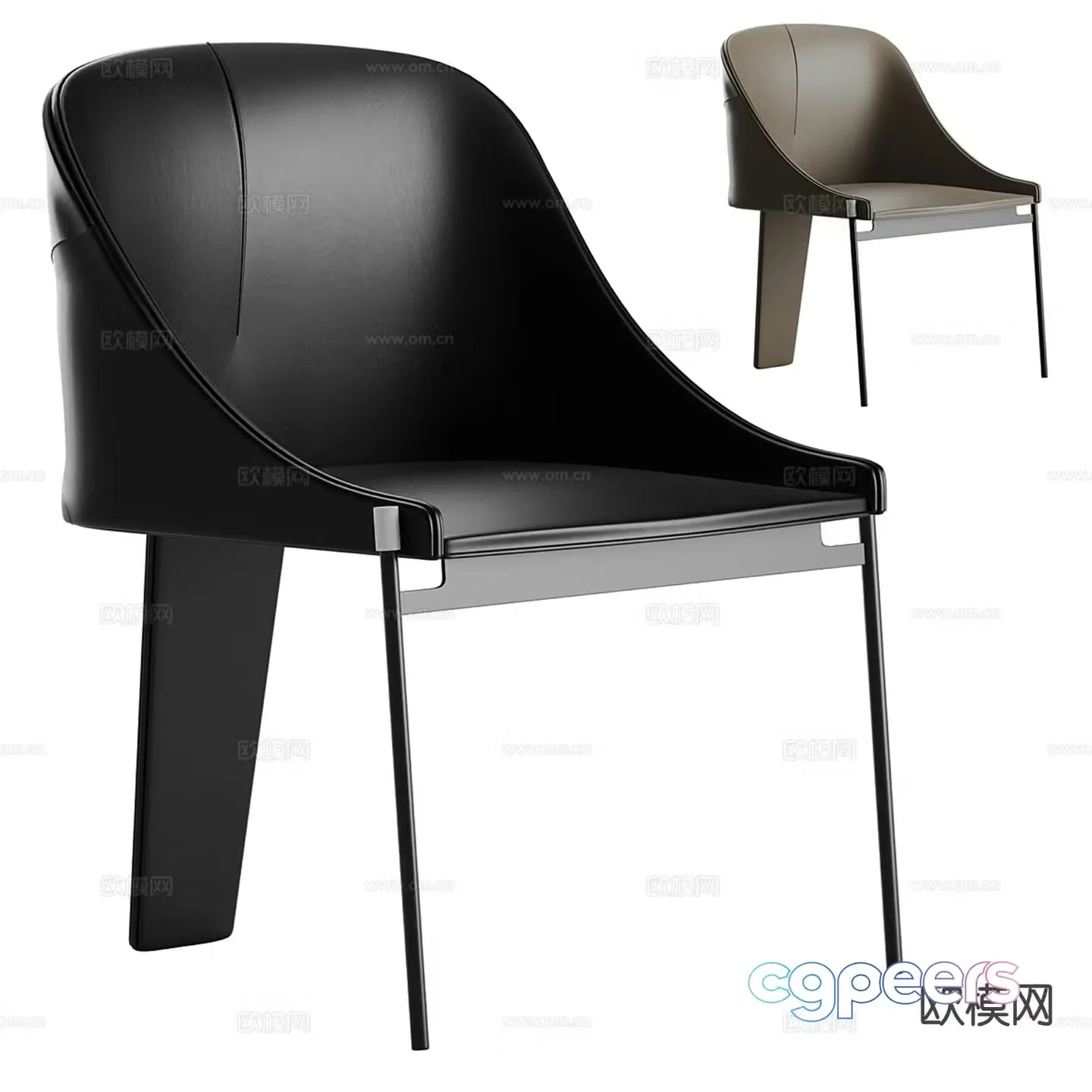 Lenzi modern leather chair single chair 3d model