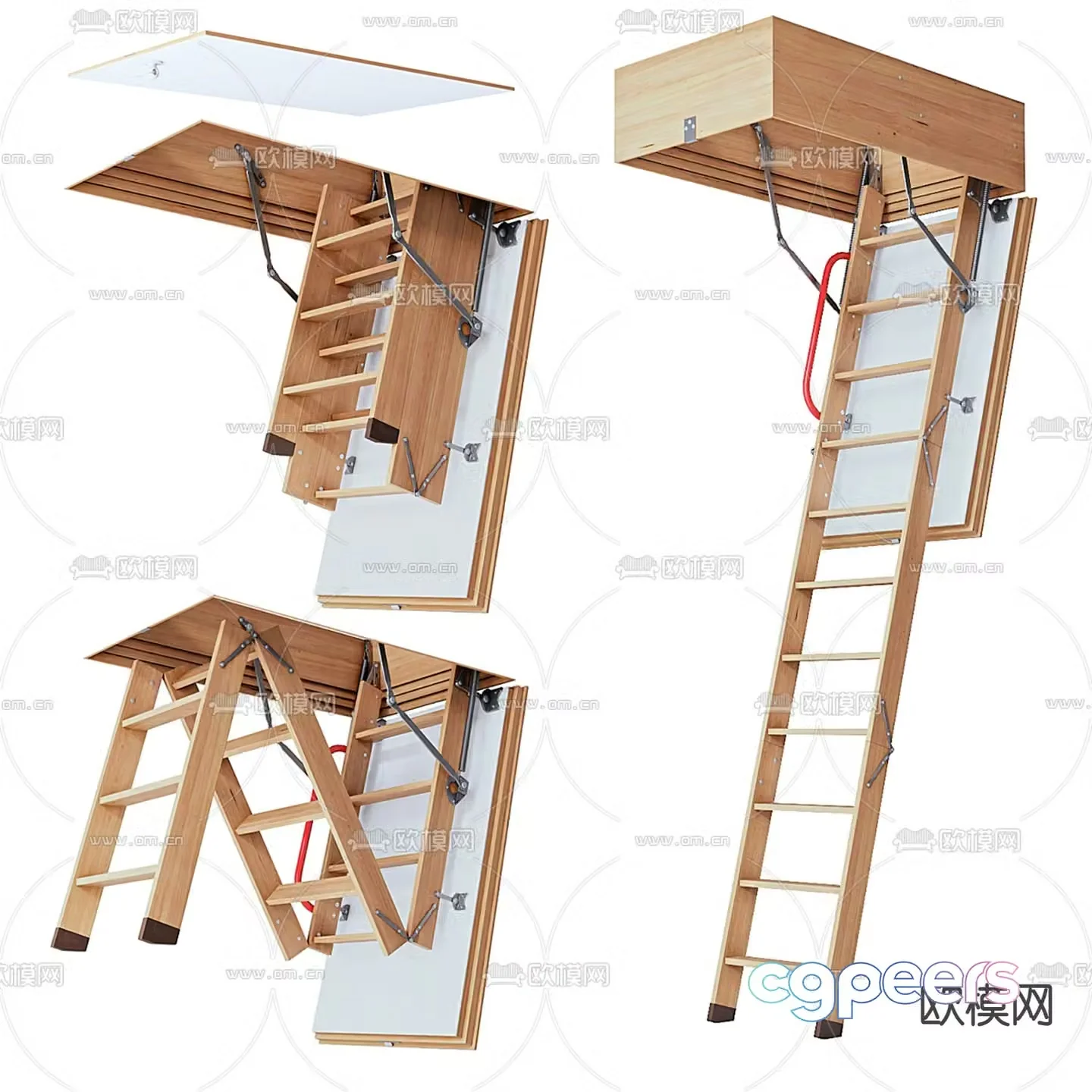 Loft Stair Folding Stair 3D Model