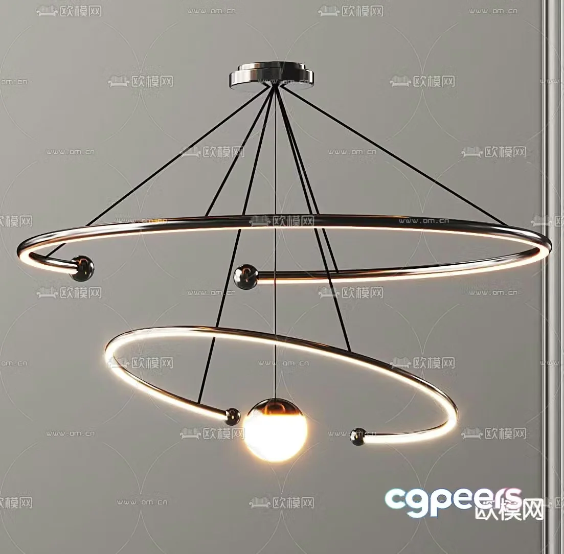 Ring chandelier hall chandelier 3d model