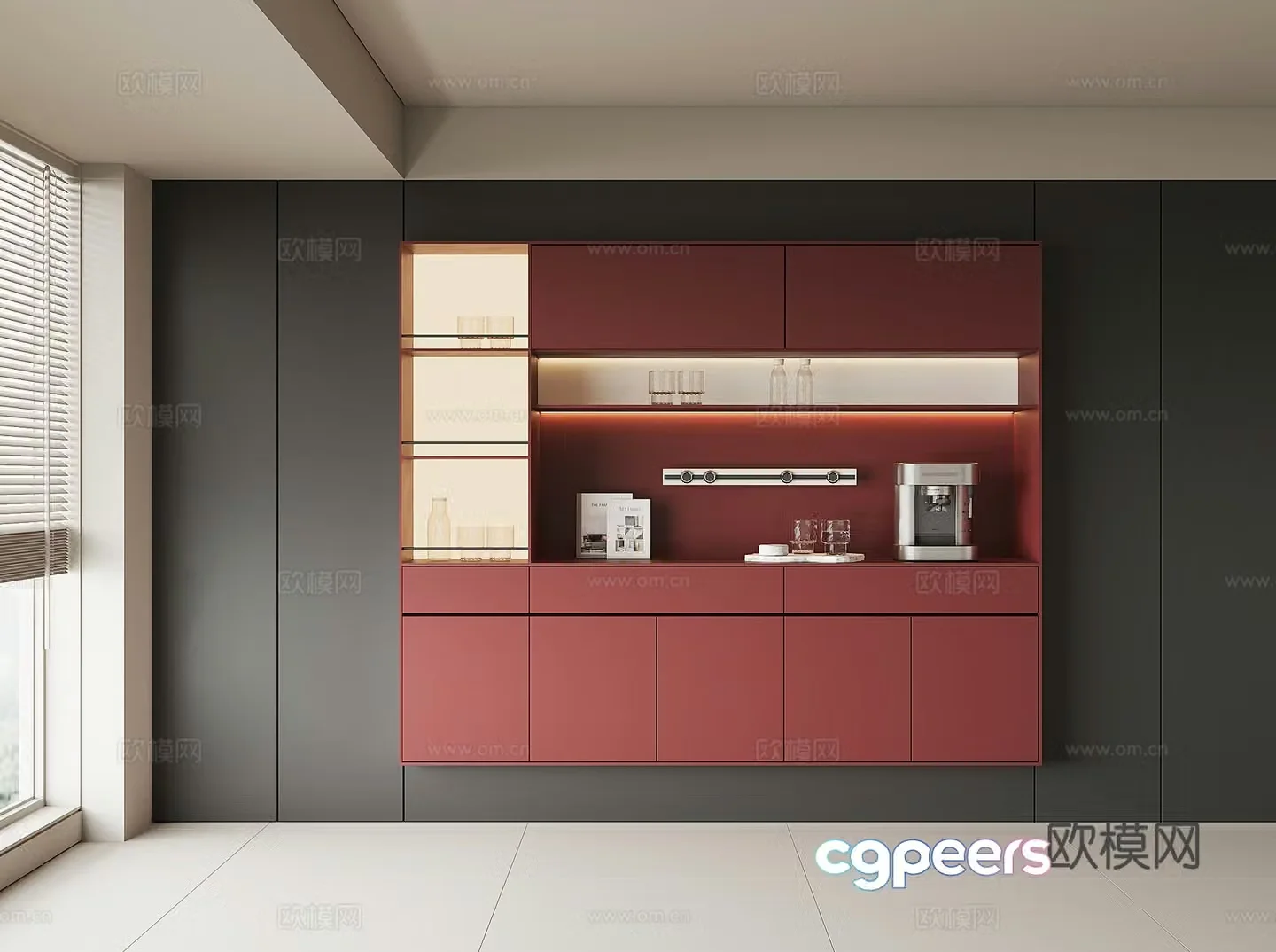 Modern wine cabinet sideboard 3D model