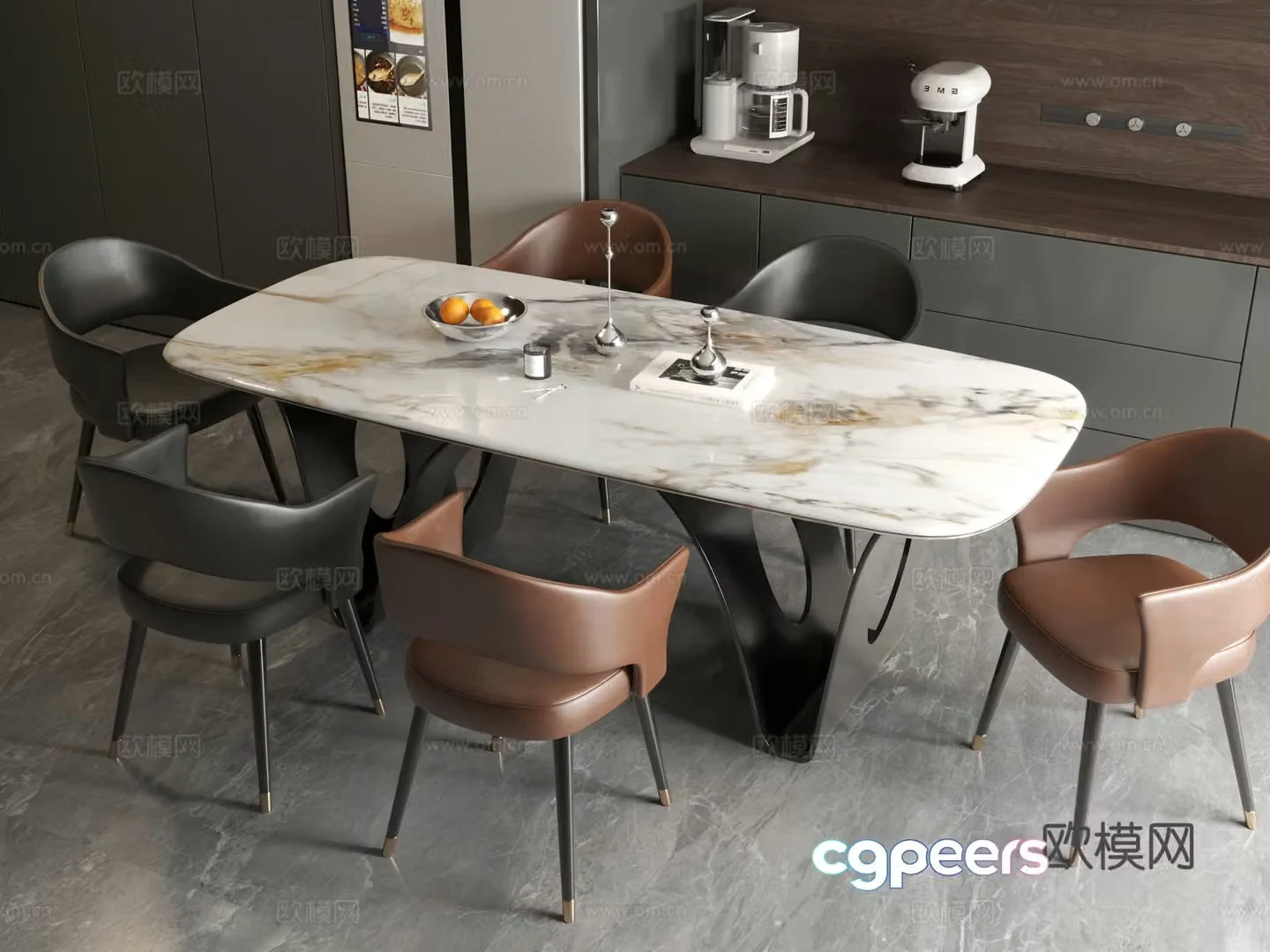Modern dining table Italian dining table Modern Italian restaurant Dining table Dining table Dining chair 3d model