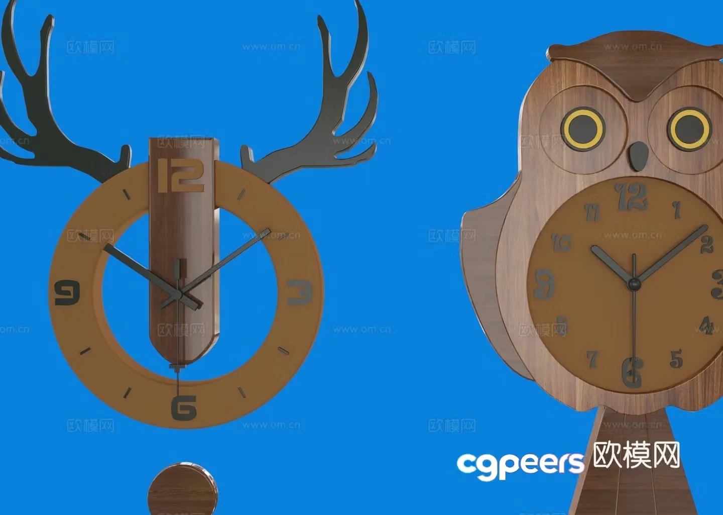 owl wall clock clock clock 3d model