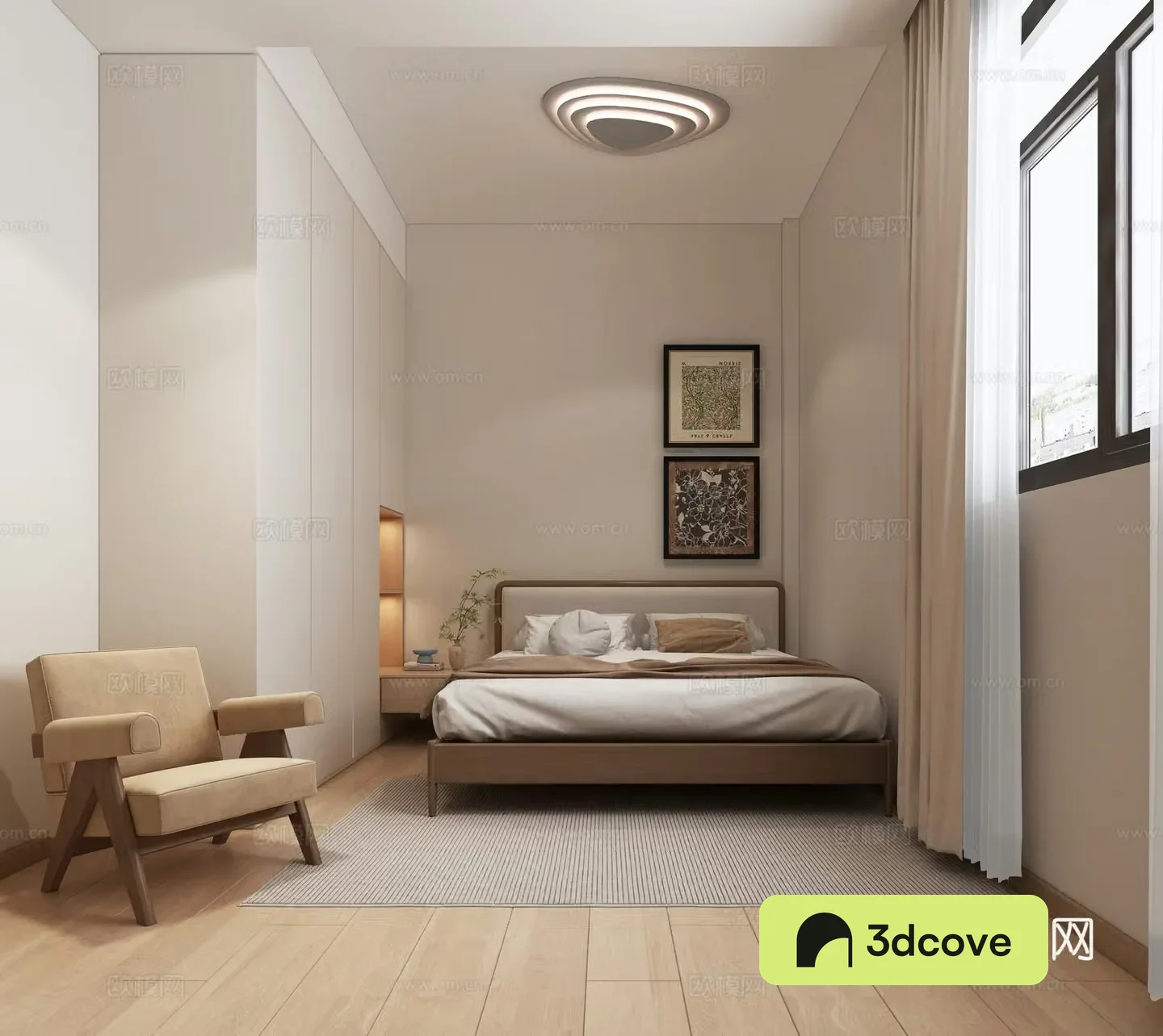 Middle style bedroom Elder room 3D model
