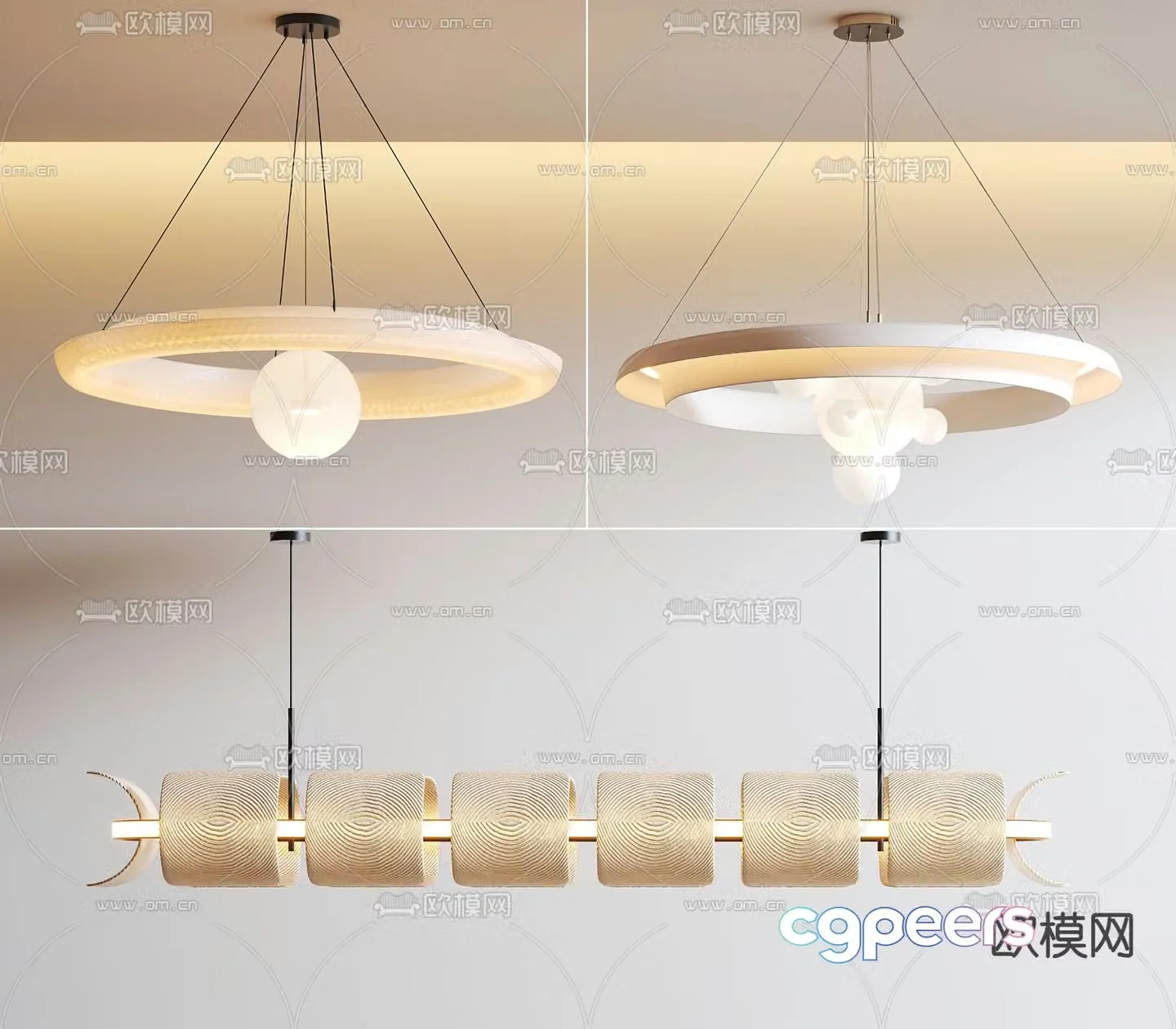 Cream style chandelier hall chandelier 3d model