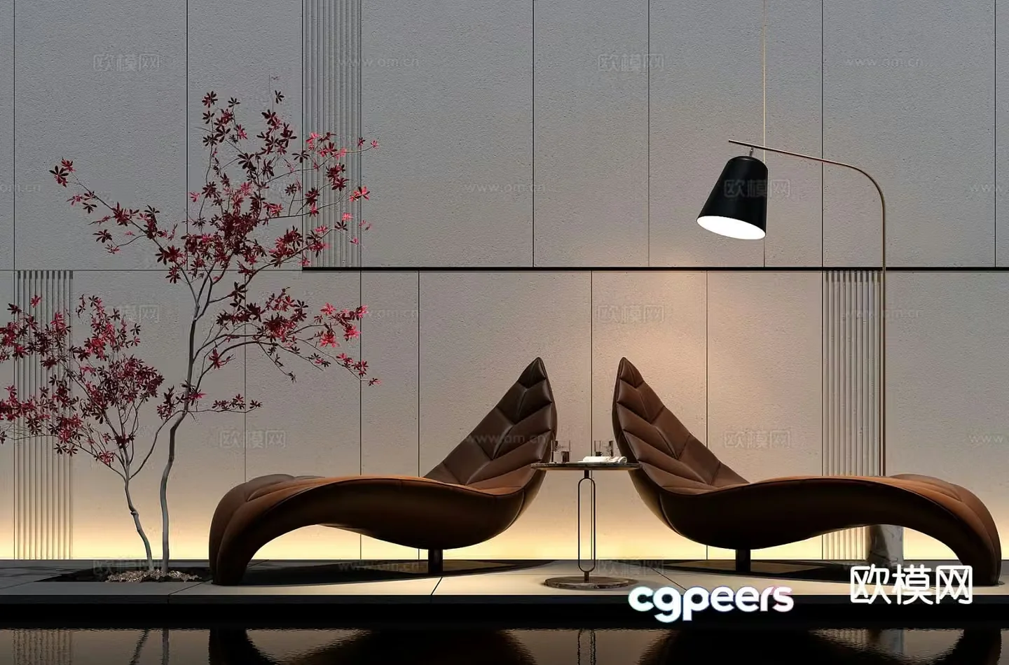 Modern leisure lounge chair leaf shape chair 3d model