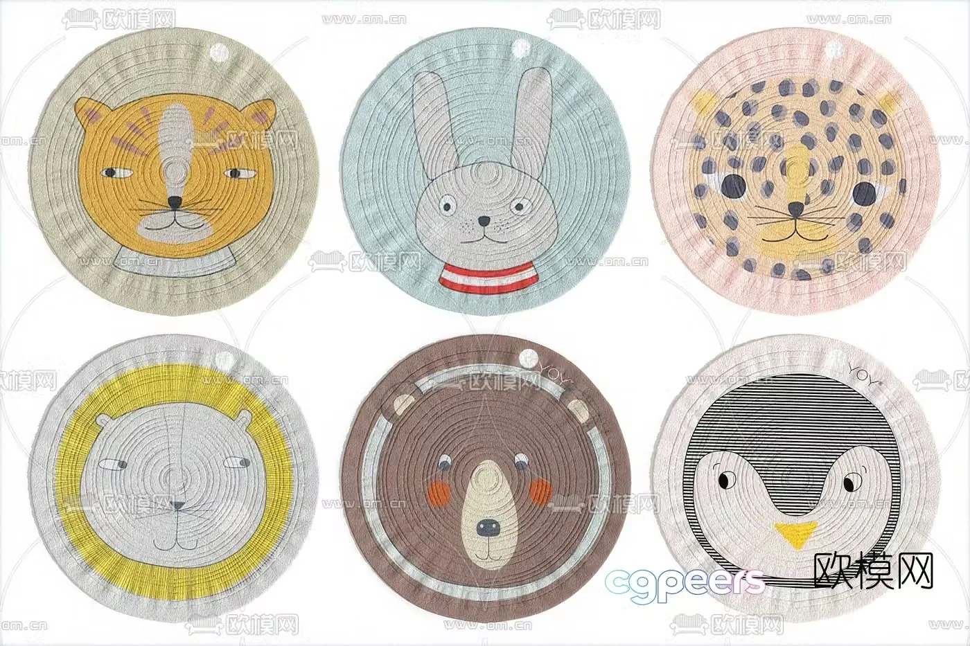 Modern round cartoon children’s rug 3d model