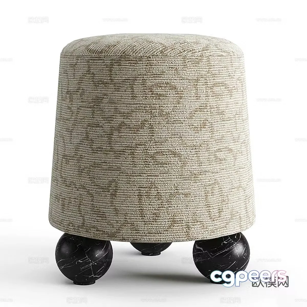 Modern Italian Kelly Wearstler Selma Stool 3D Model