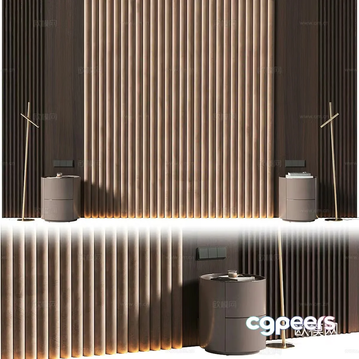 New Chinese style bedside background wall 3D model