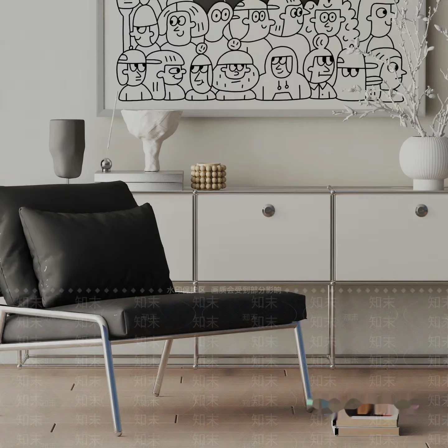 Modern Living Room 3D Model – 13684 – VRAY Render