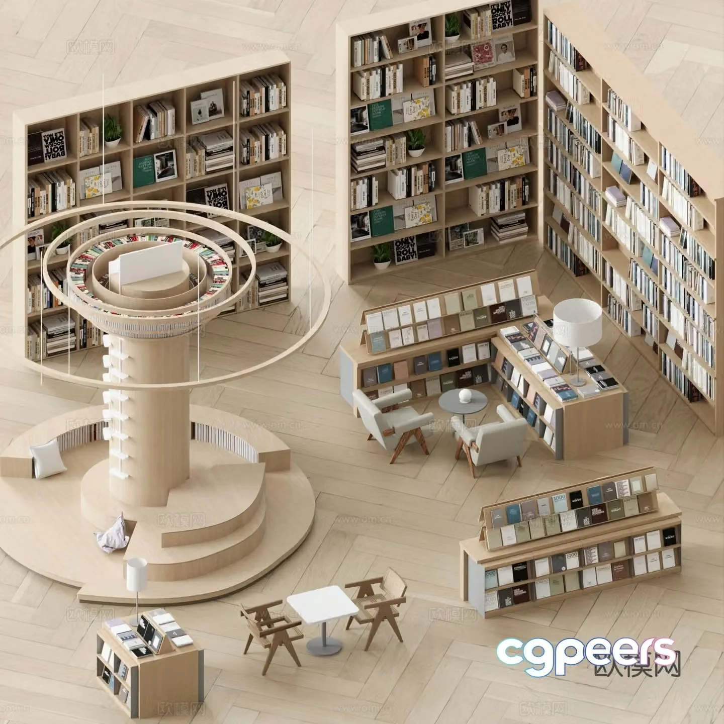 Modern bookcase full wall bookcase study bookcase bookstore bookcase 3d model