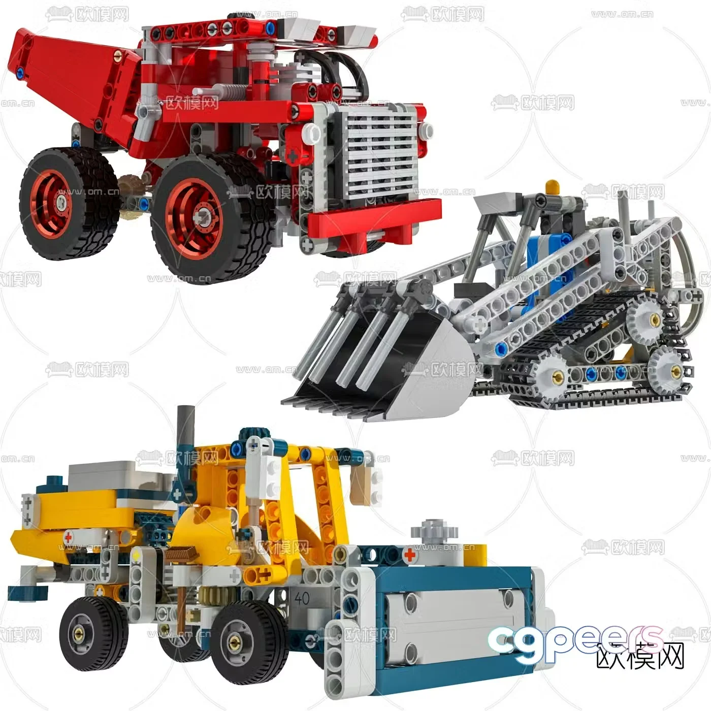 Modern construction vehicle lego toy 3d model