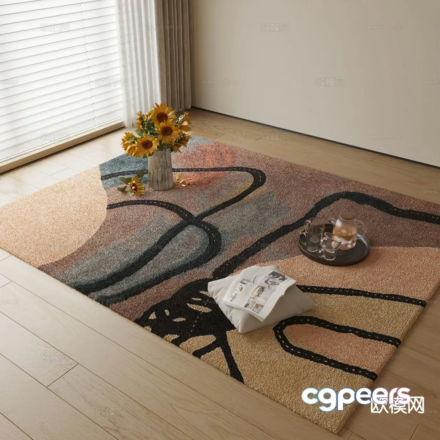 Modern square carpet 3d model