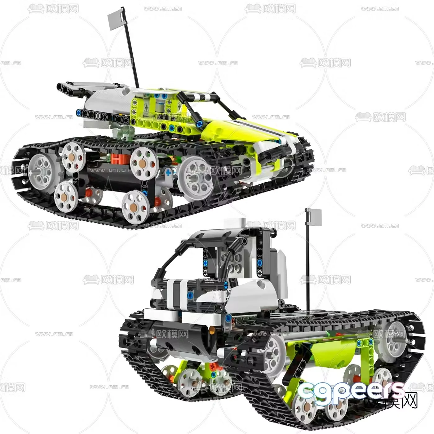 Modern tracked tank lego toy 3d model