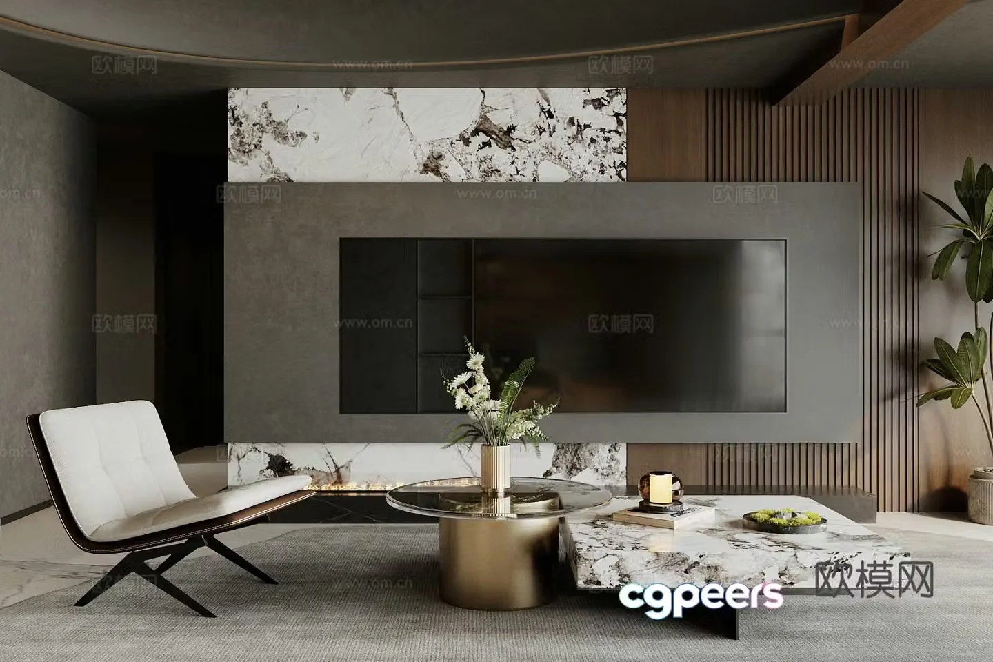 Modern Italian home living room Light luxury Italian living room Living room Background wall TV background wall 3d model