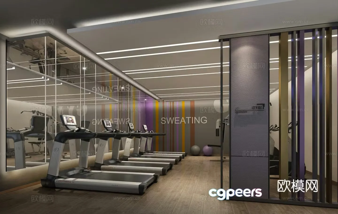 Modern gym treadmill 3d model