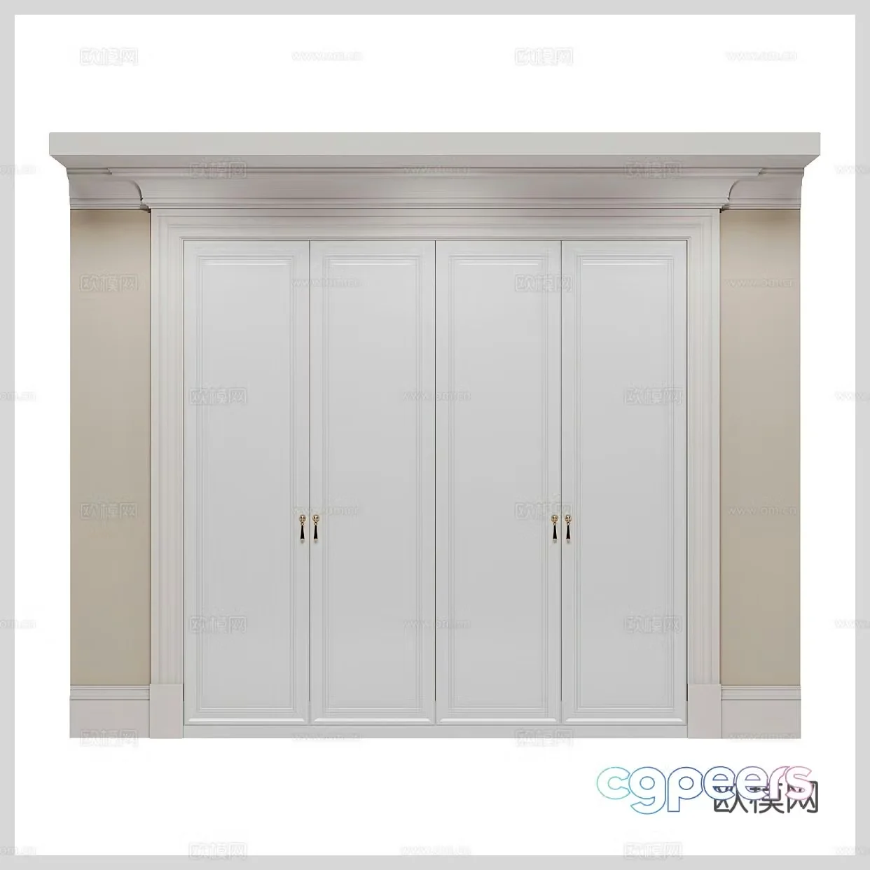 Simple European wardrobe retro wardrobe classical wardrobe decorative wardrobe whole wall wardrobe master bedroom wardrobe 3D model