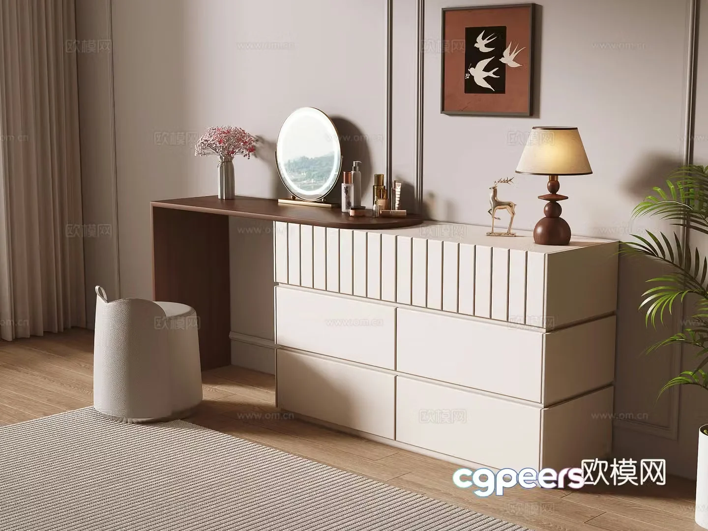 Medium style dressing table 3D model