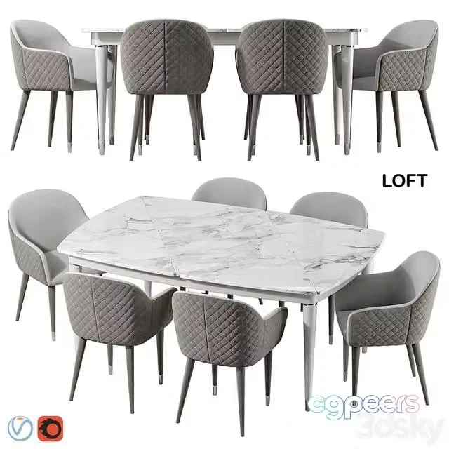 3ds Max Free – Estetica Loft set, table, chair